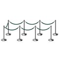 Montour Line Stanchion Post and Rope Kit Pol.Steel, 8 Crown Top 7 Green Rope C-Kit-8-PS-CN-7-PVR-GN-PS